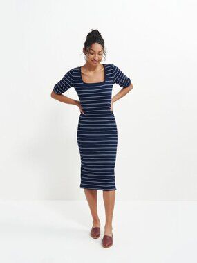 Amour Vert Nima Paris Rib Dress in Navy Stripe - sz Small